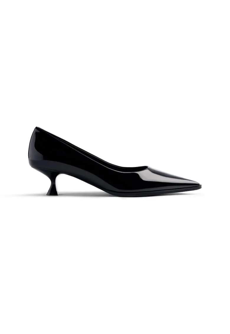 Pantofi cu varf ascutit si toc kitten, Negru