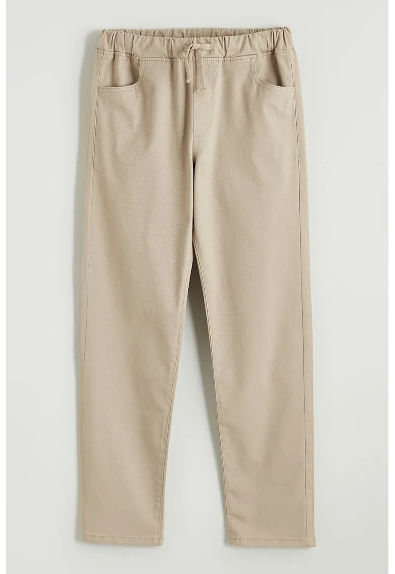 Pantaloni drepti cu snur in talie, Bej