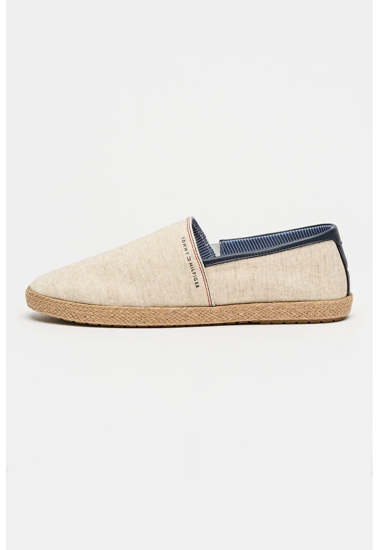 Espadrile din material textil cu imprimeu logo, Bej inchis