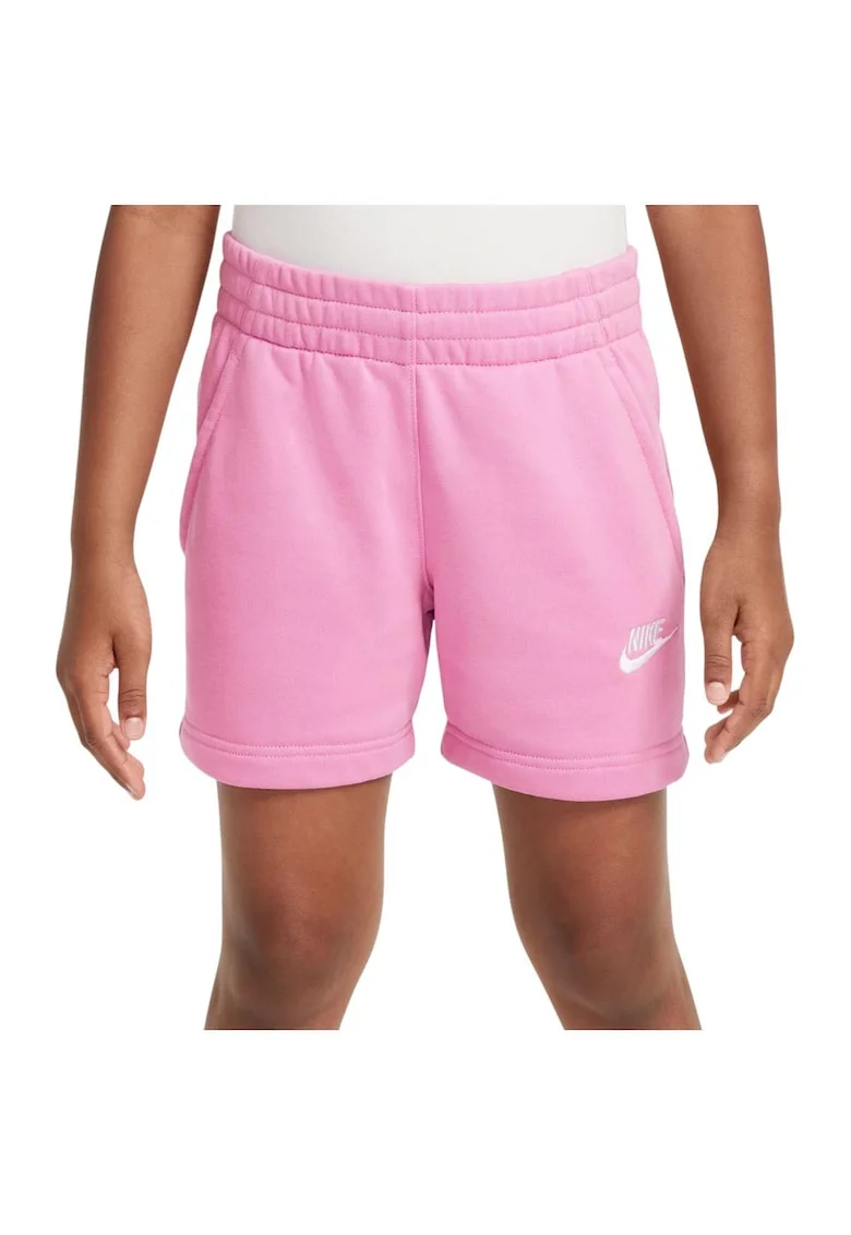 Pantaloni scurti sport copii  model Sportswear Club, buzunare oblice, bumbac/poliester, roz