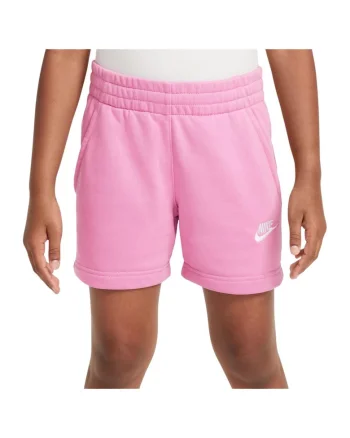 Pantaloni scurti sport copii  model Sportswear Club, buzunare oblice, bumbac/poliester, roz