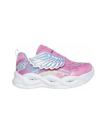 Pantofi sport copii,  S-Lights Twisty Glow, talpa iluminata, plasa, curea tip aripa unicorn, multicolor