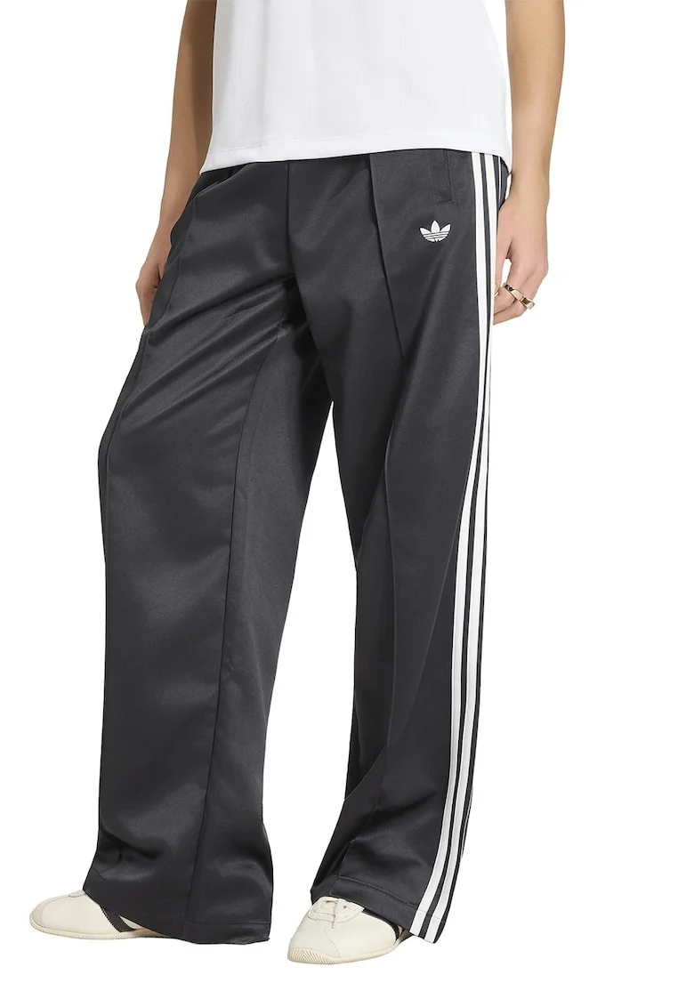 Pantaloni de trening cu aspect de satin si croiala lejera SST, Negru