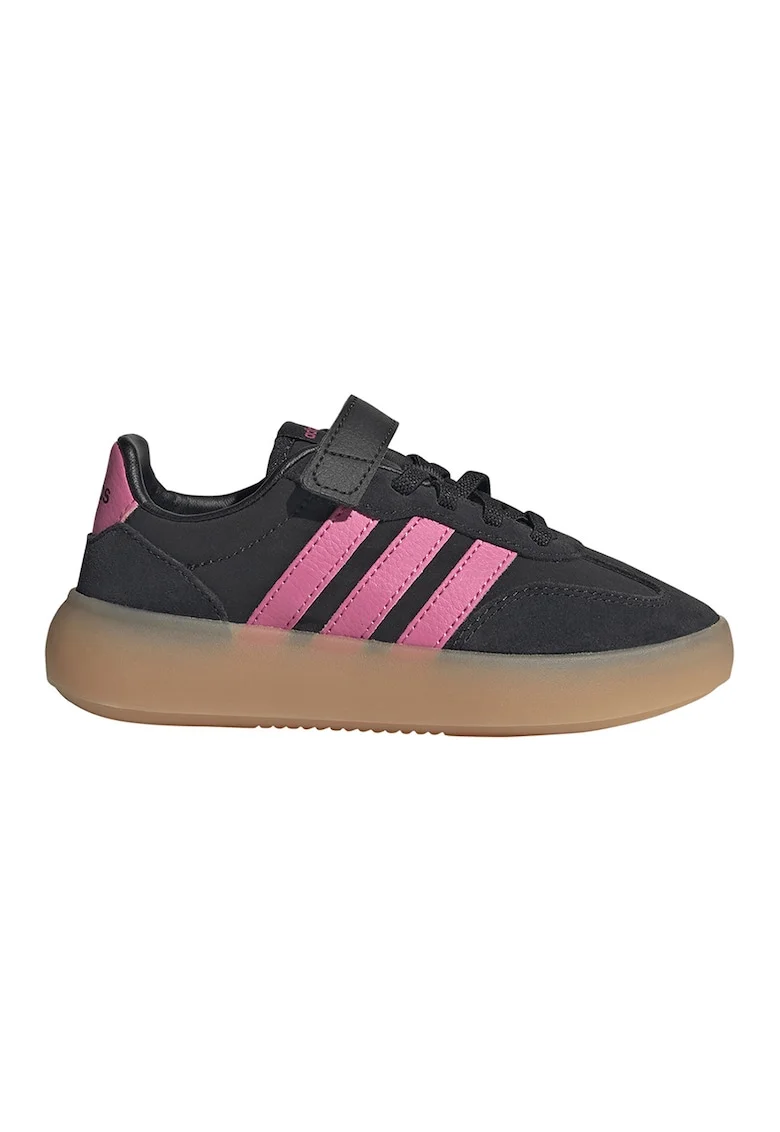 Pantofi sport Barreda Decode cu velcro cu detalii de piele intoarsa, Negru/Roz
