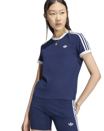 Tricou slim-fit cu decolteu la baza gatului, Alb optic/Bleumarin