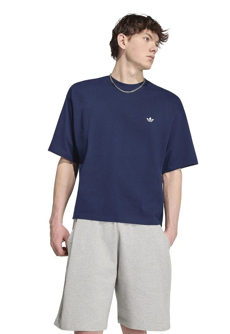 Tricou de bumbac cu maneci cazute Essential, Bleumarin