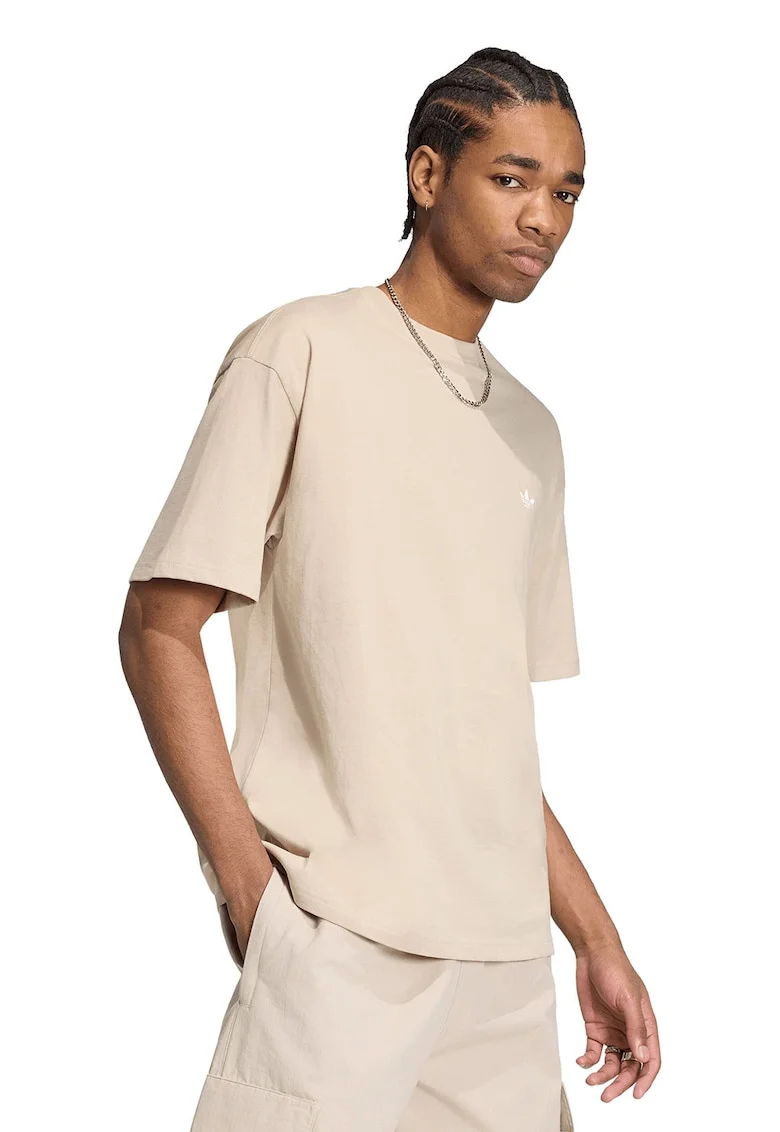Tricou lejer cu decolteu la baza gatului Essential, Bej