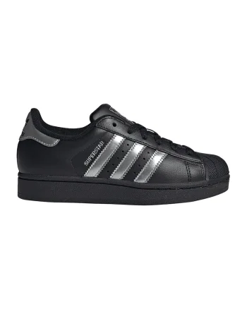 Pantofi sport Superstar II low-cut din piele si piele ecologica, Negru/Argintiu