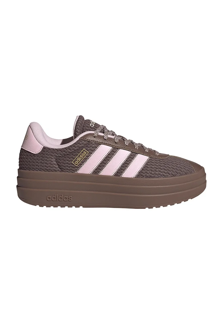 Pantofi sport VL Court Bold flatform din material textil cu garnituri de piele, Maro deschis