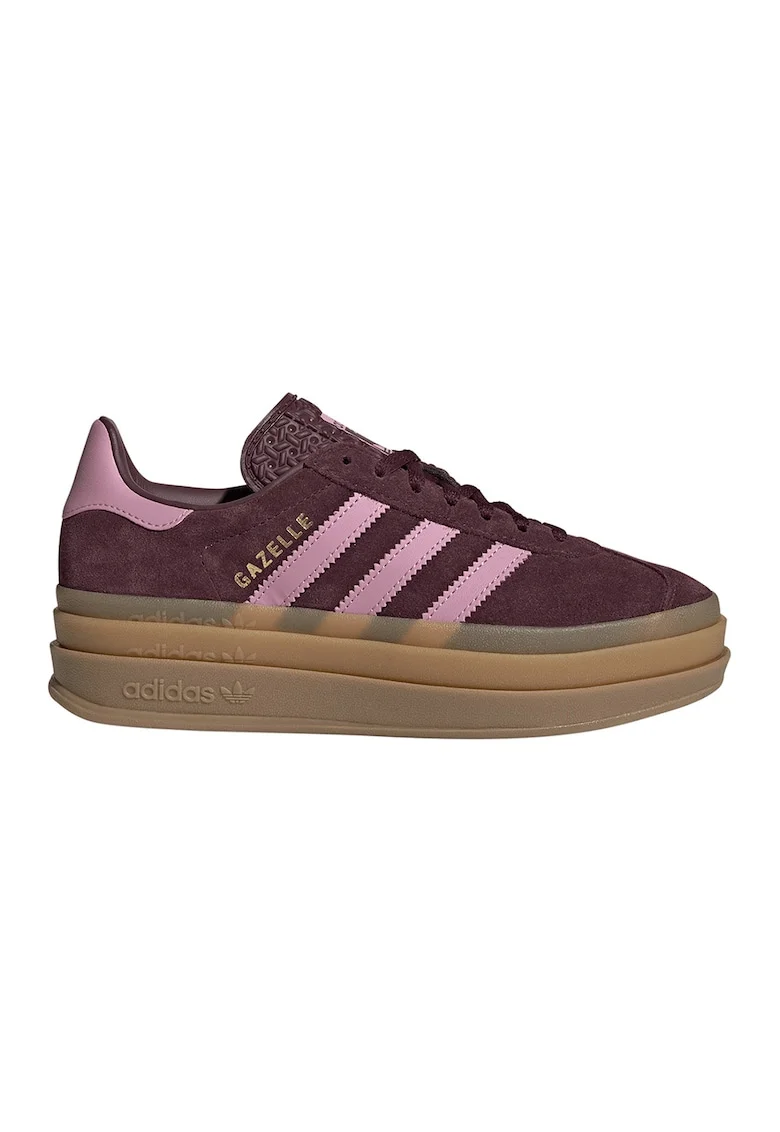 Pantofi sport Gazelle Bold din piele intoarsa cu talpa flatform, Visiniu inchis
