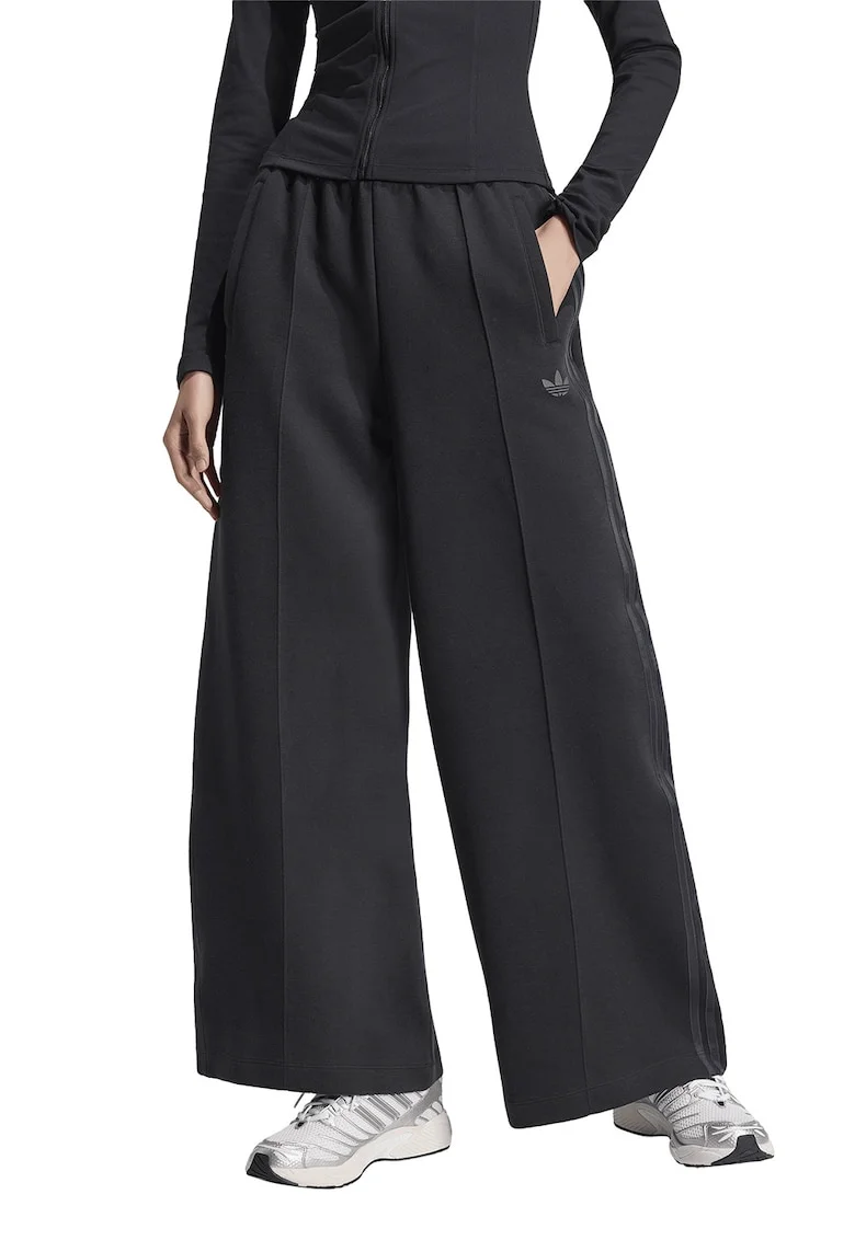 Pantaloni din bumbac cu croiala ampla Spacer, Negru carbon