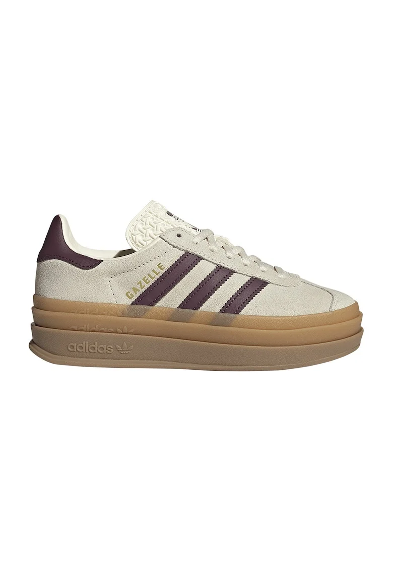 Pantofi sport Gazelle Bold din piele intoarsa cu talpa flatform, Visiniu inchis/Crem