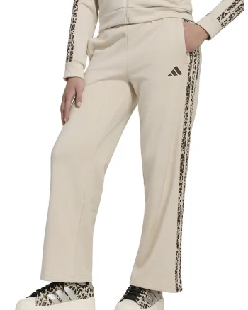 Pantaloni de trening cu croiala ampla si benzi logo laterale, Bej deschis