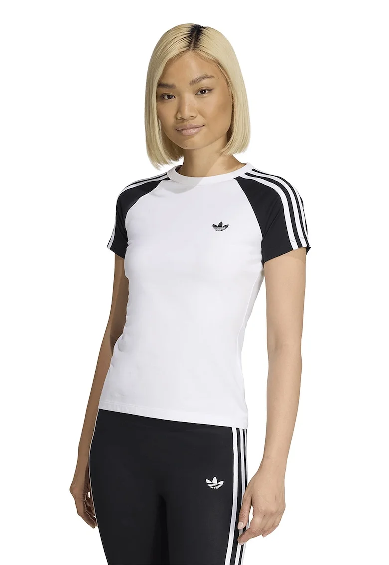 Tricou slim fit Essentials, Alb optic/Black Onyx