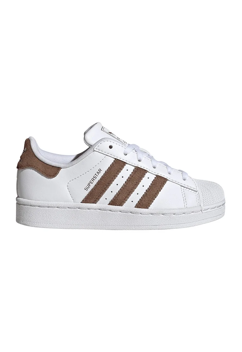 Pantofi sport SuperStar II din piele ecologica cu garnituri din piele intoarsa, Alb optic/Maro pamantiu