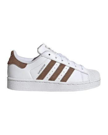 Pantofi sport SuperStar II din piele ecologica cu garnituri din piele intoarsa, Alb optic/Maro pamantiu