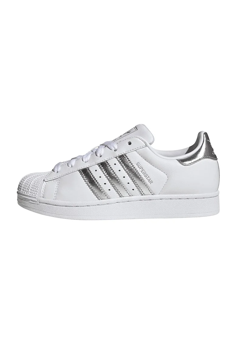 Pantofi sport SuperStar II din piele cu aspect metalic, Alb optic/Argintiu