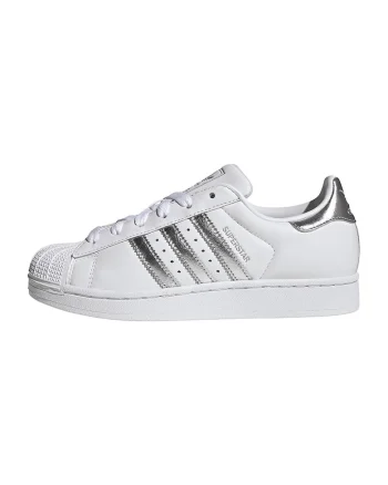 Pantofi sport SuperStar II din piele cu aspect metalic, Alb optic/Argintiu