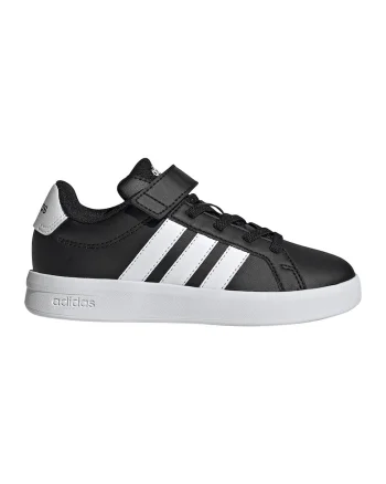 Pantofi sport Grand Court 3.0 de piele ecologica cu sireturi elastice, Negru/Alb optic