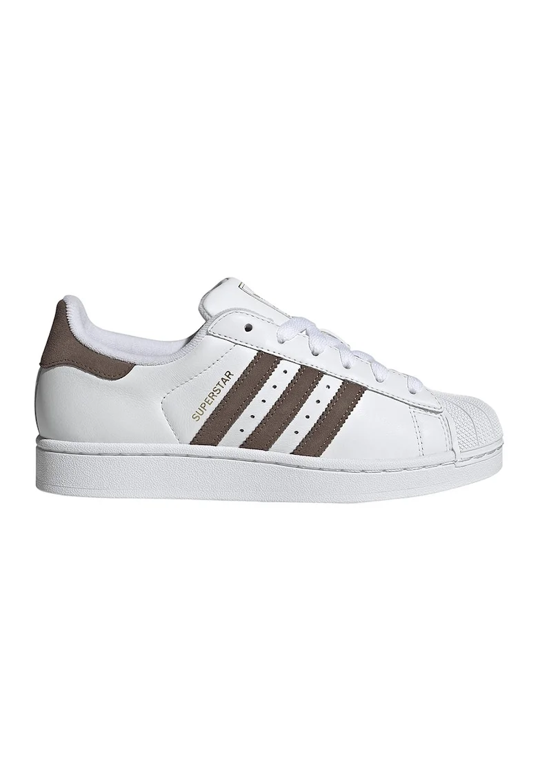 Pantofi sport Superstar II din piele si piele intoarsa, Alb optic/Maro pamantiu