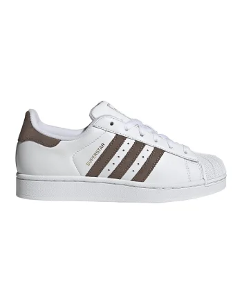 Pantofi sport Superstar II din piele si piele intoarsa, Alb optic/Maro pamantiu