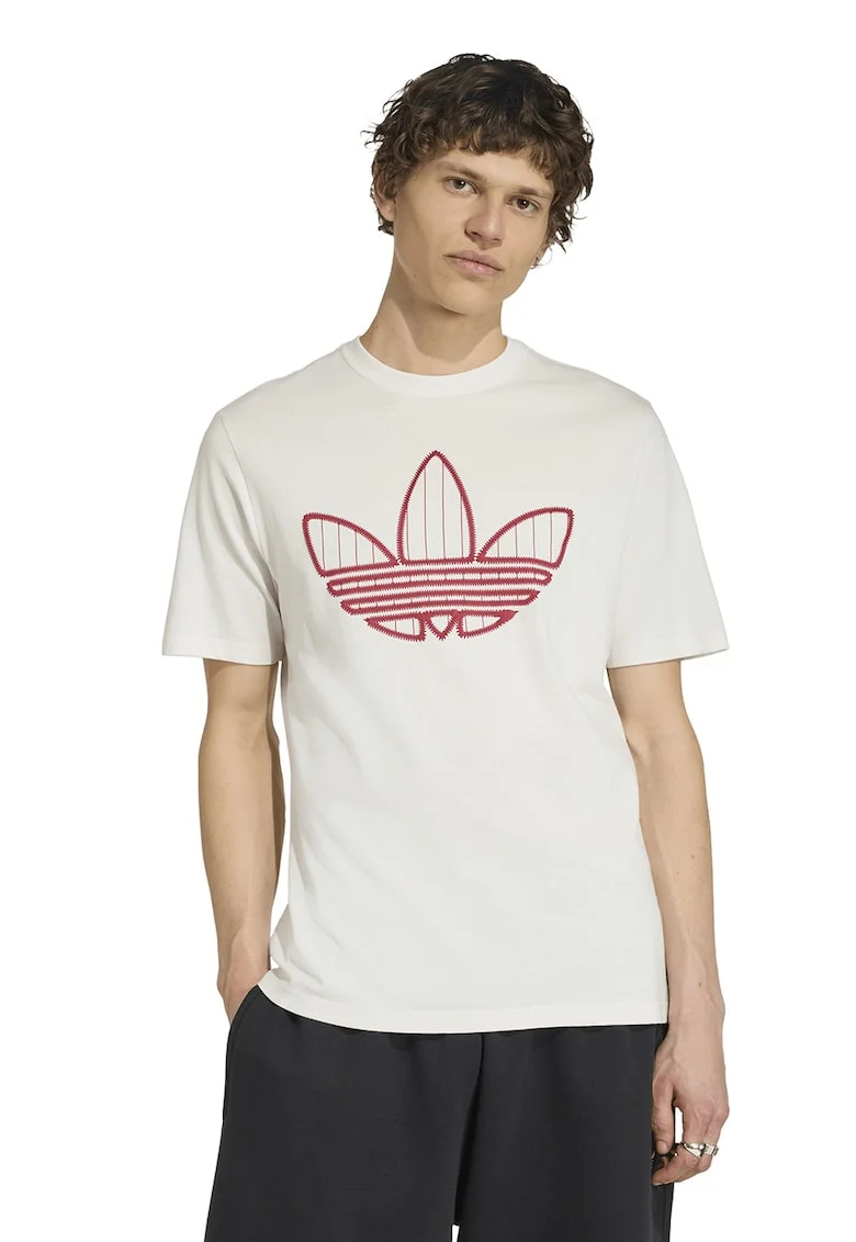 Tricou regular-fit cu decolteu la baza gatului, Coral/Alb murdar