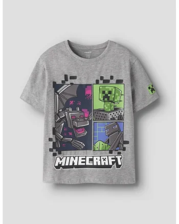 Tricou cu imprimeu Minecraft, Gri melange