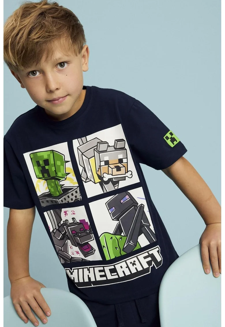 Tricou cu imprimeu Minecraft, Albastru ultramarin