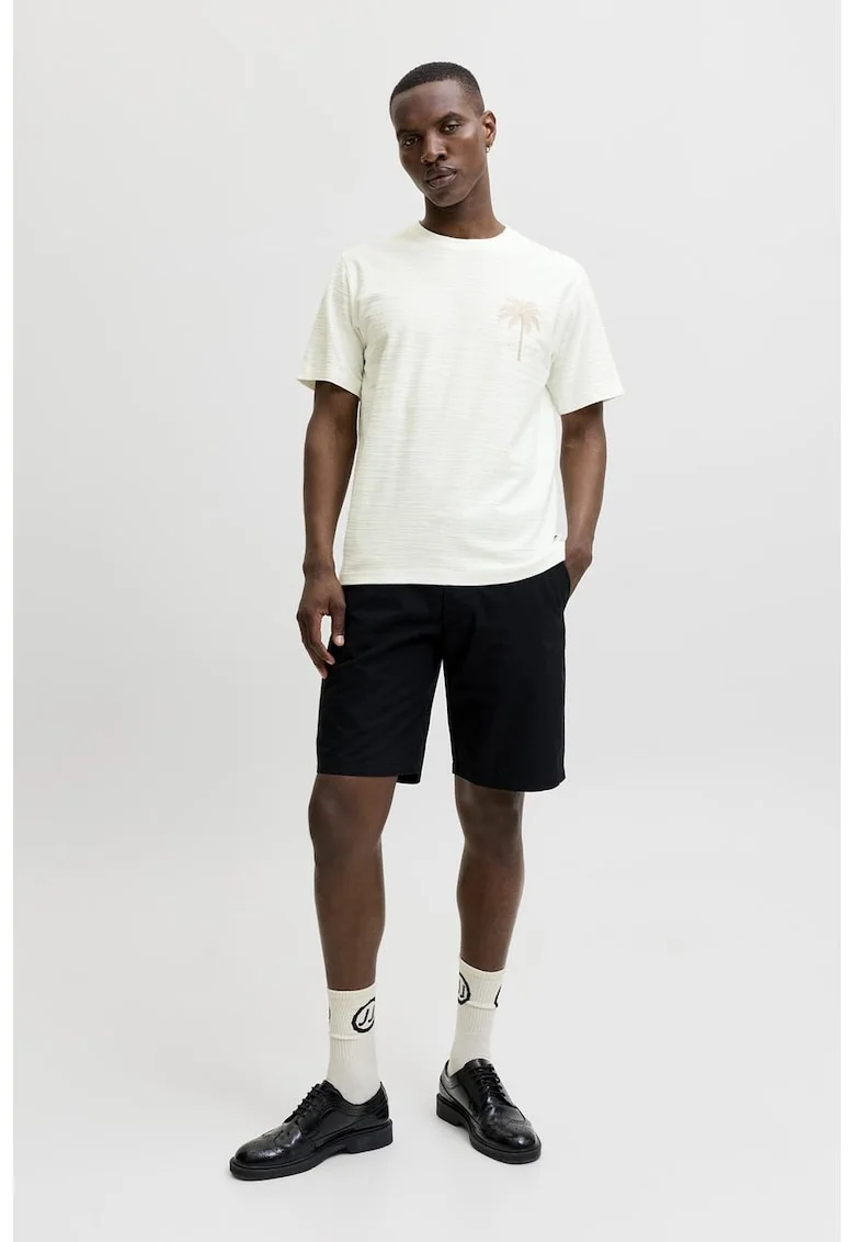 Tricou de in si bumbac organic, Alb fildes