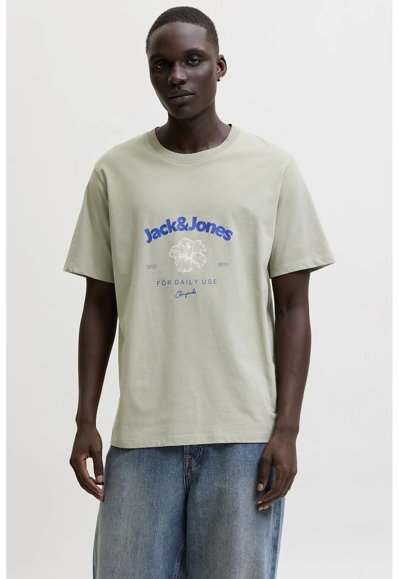 Tricou de bumbac organic cu decolteu la baza gatului, Bej deschis