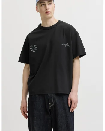 Tricou lejer cu imprimeu text pe spate, Albastru pastel/Negru