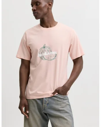 Tricou de bumbac organic cu decolteu la baza gatului, Nude rose