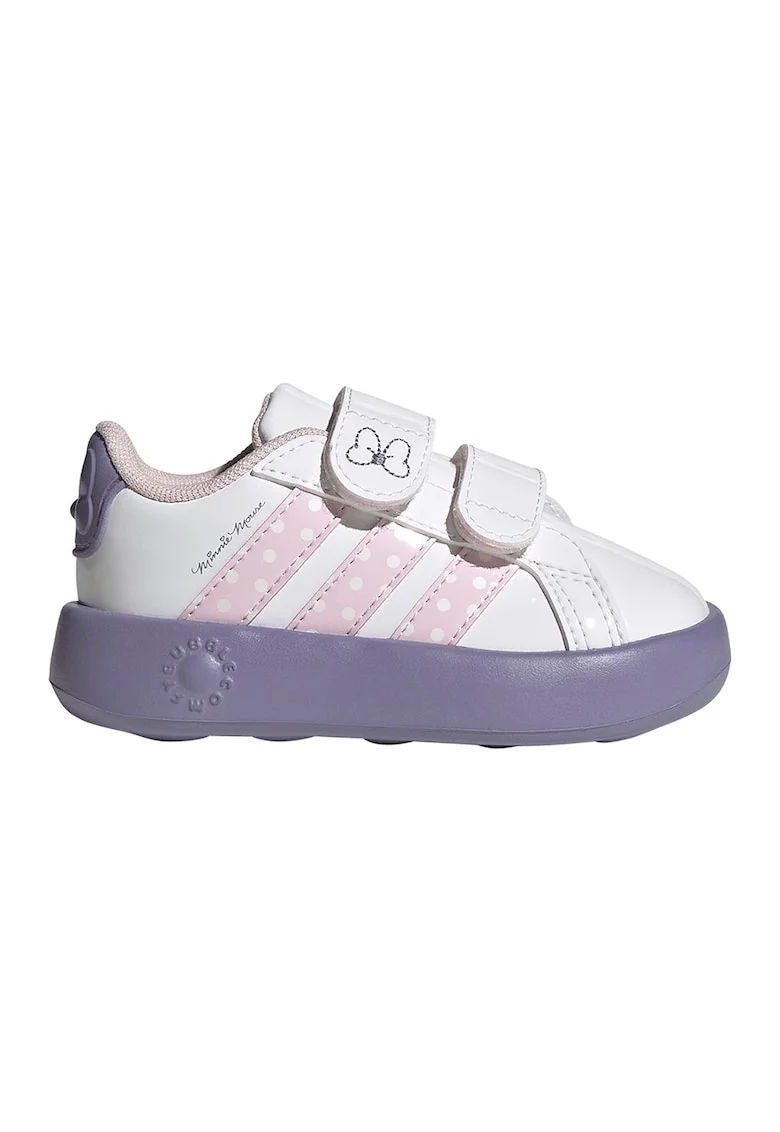 Pantofi sport Grand Court cu inchidere velcro, Alb/Roz pal