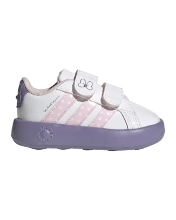 Pantofi sport Grand Court cu inchidere velcro, Alb/Roz pal