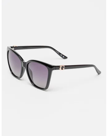 Ochelari de soare patrati cu lentile uni, Negru/Negru stins