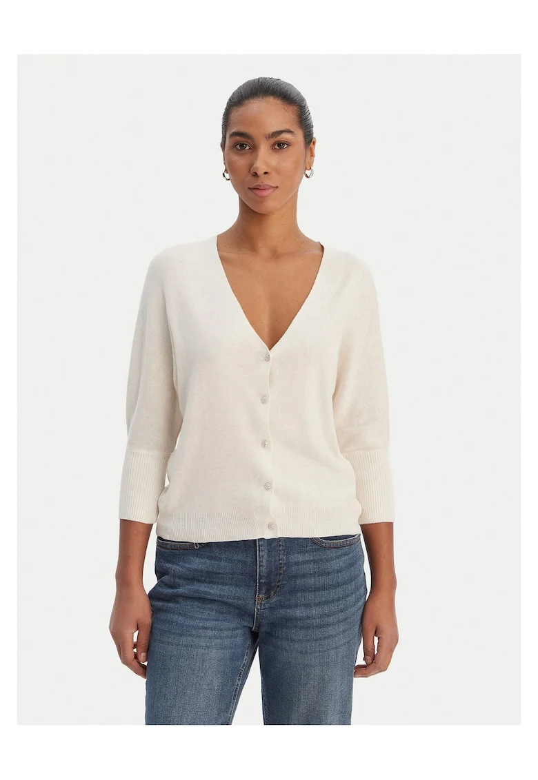 Cardigan dama,  slim fit, ecru