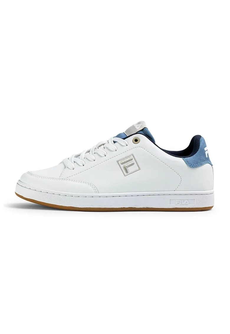 Pantofi sport de piele ecologica cu logo Courtbay, Alb/Gri deschis/Albastru lavanda/Bleumarin