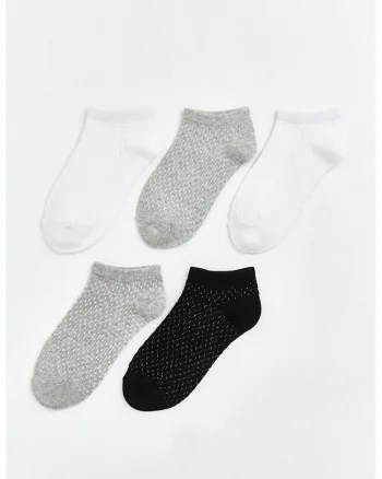Set de 5 perechi de sosete scurte, Alb/Negru/Gri deschis