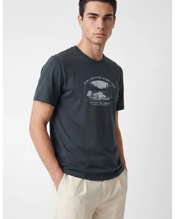 Tricou regular-fit cu imprimeu grafic, Gri antracit