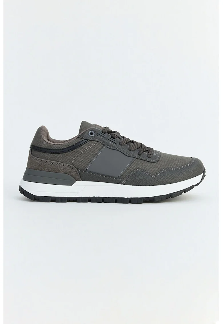 Pantofi sport low-cut cu garnituri din material sintetic, Gri carbon