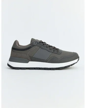 Pantofi sport low-cut cu garnituri din material sintetic, Gri carbon