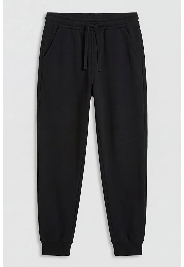 Bluza de trening din amestec de bumbac cu snur in talie, Negru stins