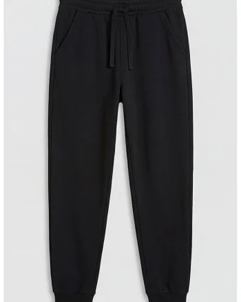 Bluza de trening din amestec de bumbac cu snur in talie, Negru stins