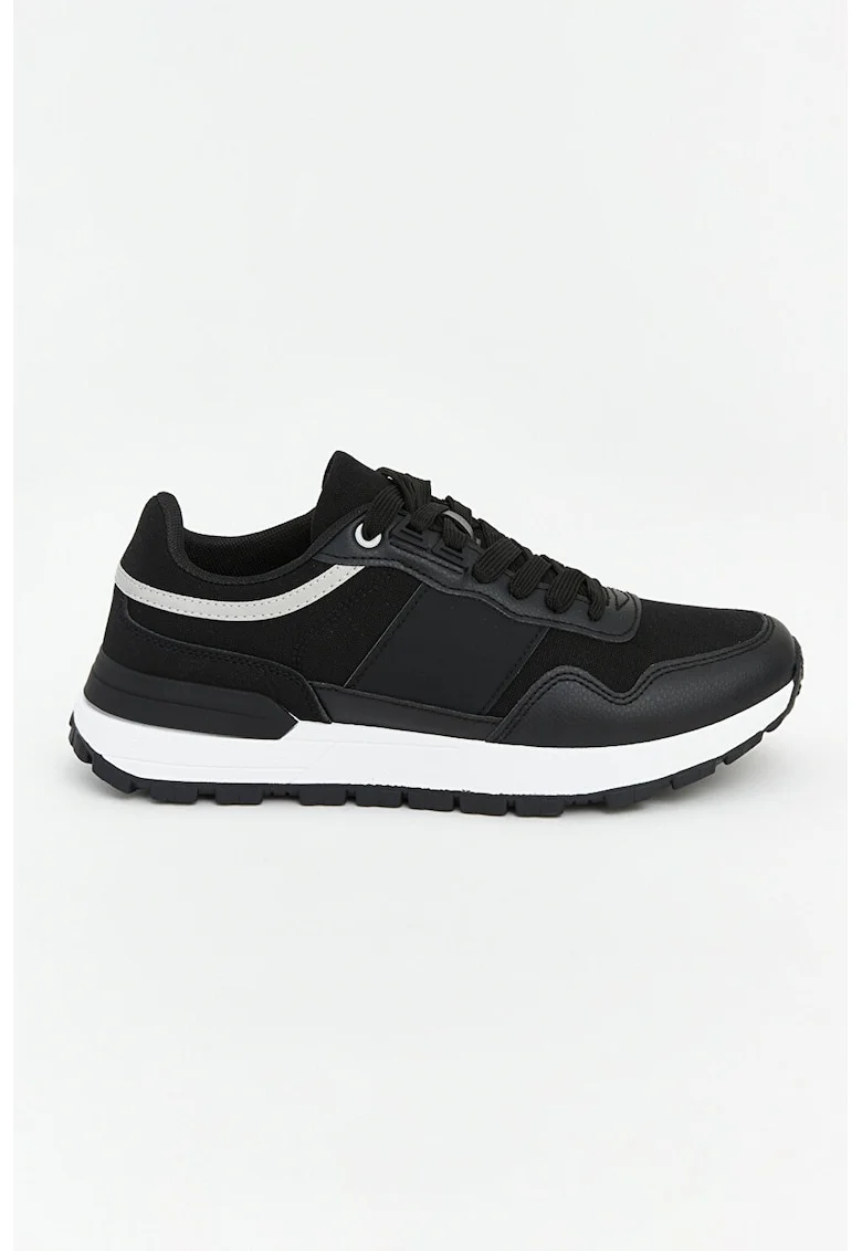 Pantofi sport low-cut cu garnituri din material sintetic, Negru