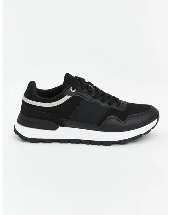 Pantofi sport low-cut cu garnituri din material sintetic, Negru