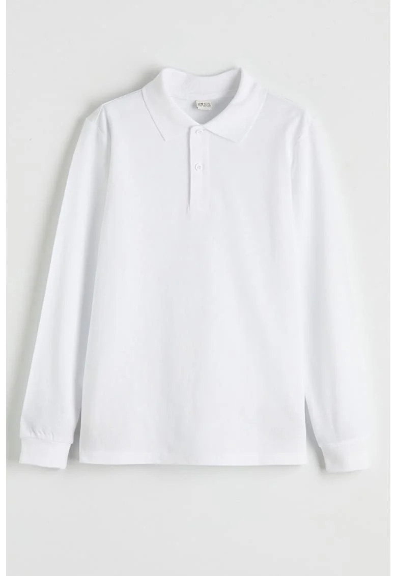 Bluza regular fit cu fenta cu nasturi, Alb optic