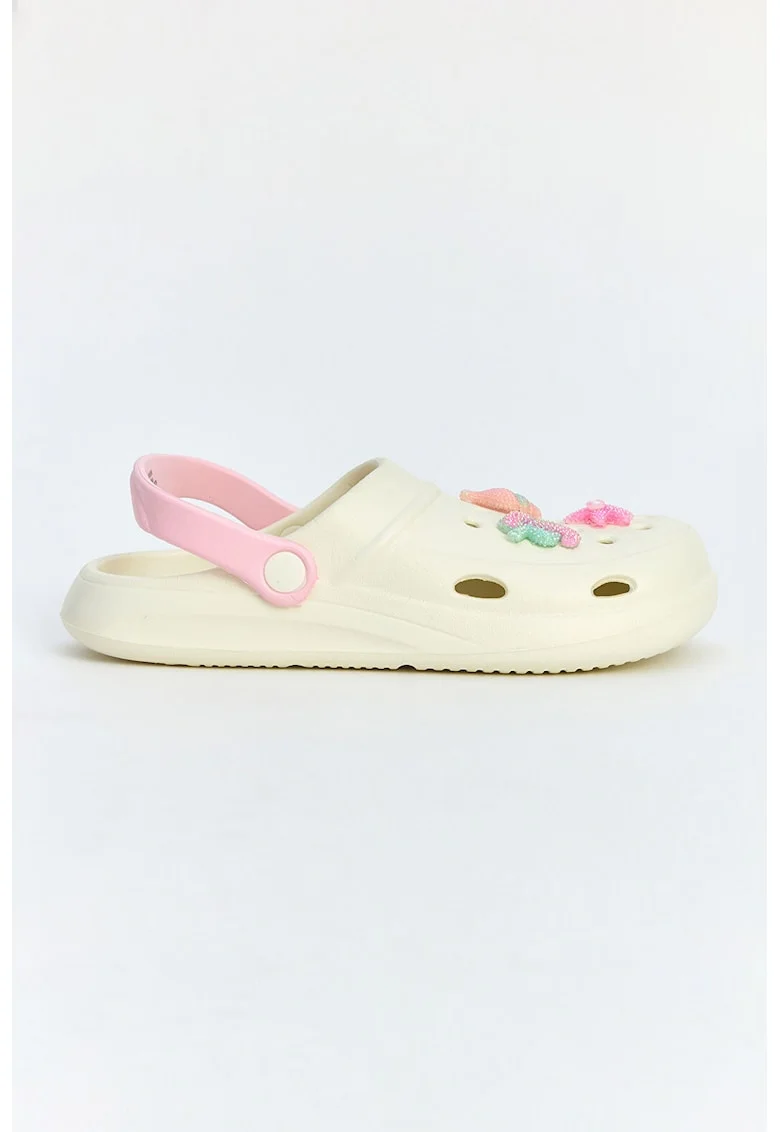Saboti slingback cu tematica tropicala, Galben pal