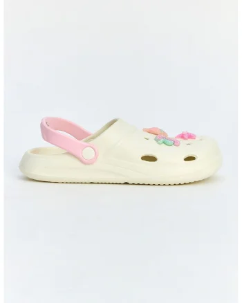 Saboti slingback cu tematica tropicala, Galben pal
