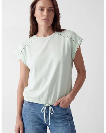 Tricou din bumbac cu terminatie cu snur, Verde pastel