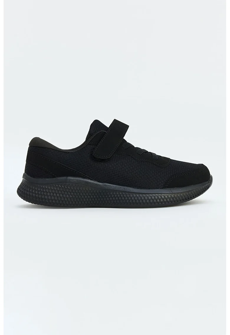 Pantofi sport din material textil cu sireturi elastice, Negru